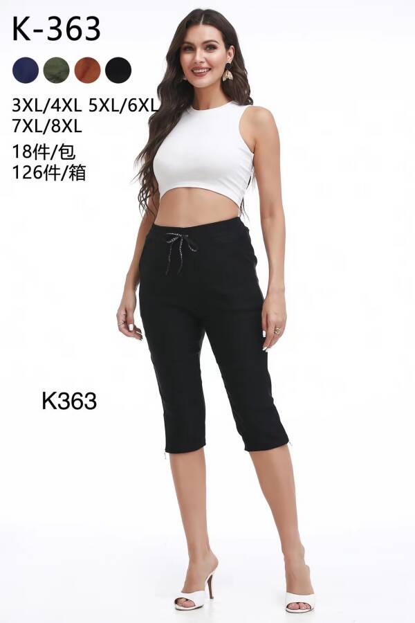 Spodnie damskie 7/8 Roz 3XL-8XL, Mix kolor Paczka 18 szt